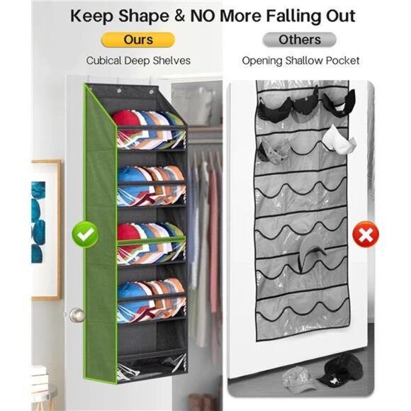 Over Door Hat Racks for Baseball Caps, Clear Deep Pockets Hat - Picture 2 of 7